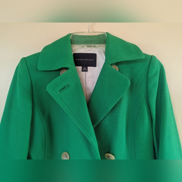 Banana Republic Kelly Green, Cotton Peacoat/Trenchcoat/Coat (SIZE XS) - Picture 5 of 16